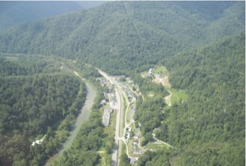 Compressed Nature of Development in West Virginia: All the Useable Land Between Steep Mountains has Been Developed